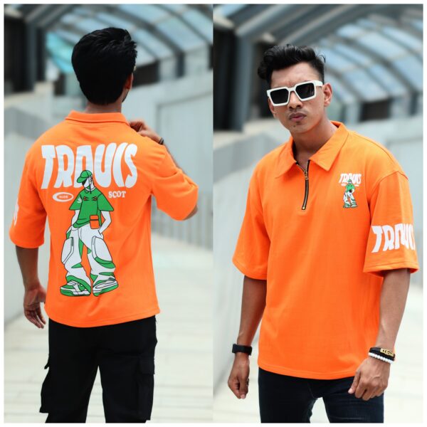 Classical Terry Fabric Zipper Polo- Orange | Dacca Trend