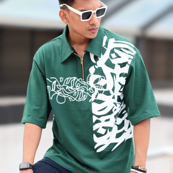 Classical Edition Terry Fabric Zipper Polo- Green| Dacca Trend