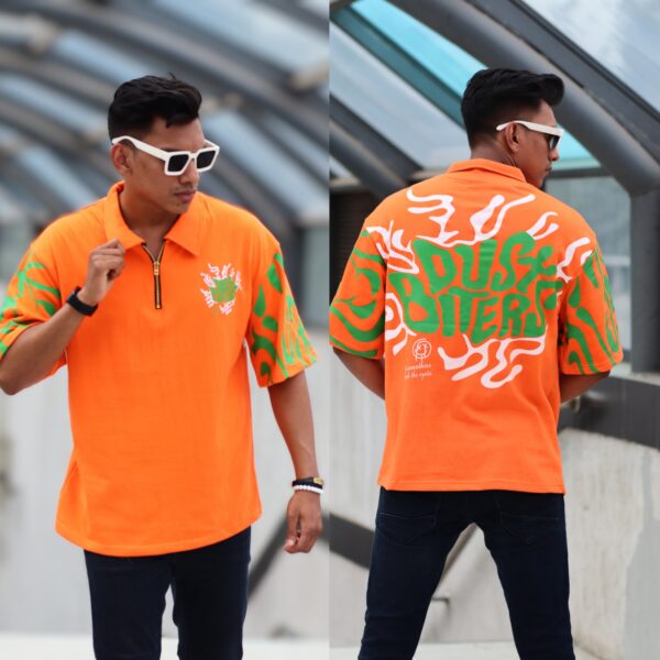 Classical Edition Terry Fabric Zipper Polo- Orange | Dacca Trend