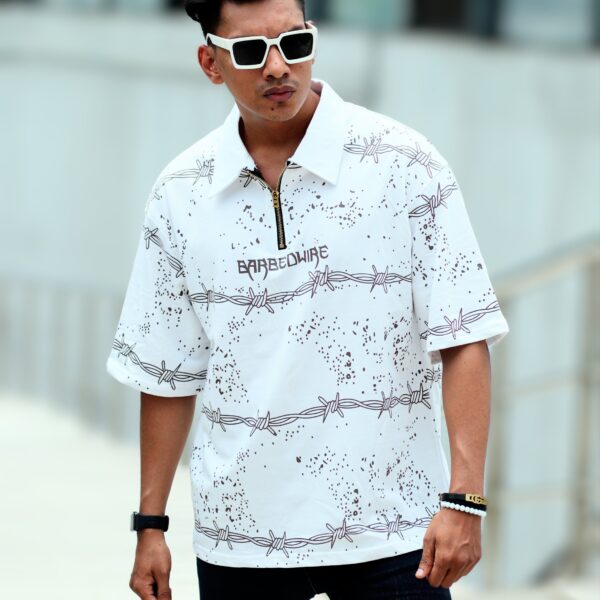 Classical Edition Terry Fabric Zipper Polo- White| Dacca Trend